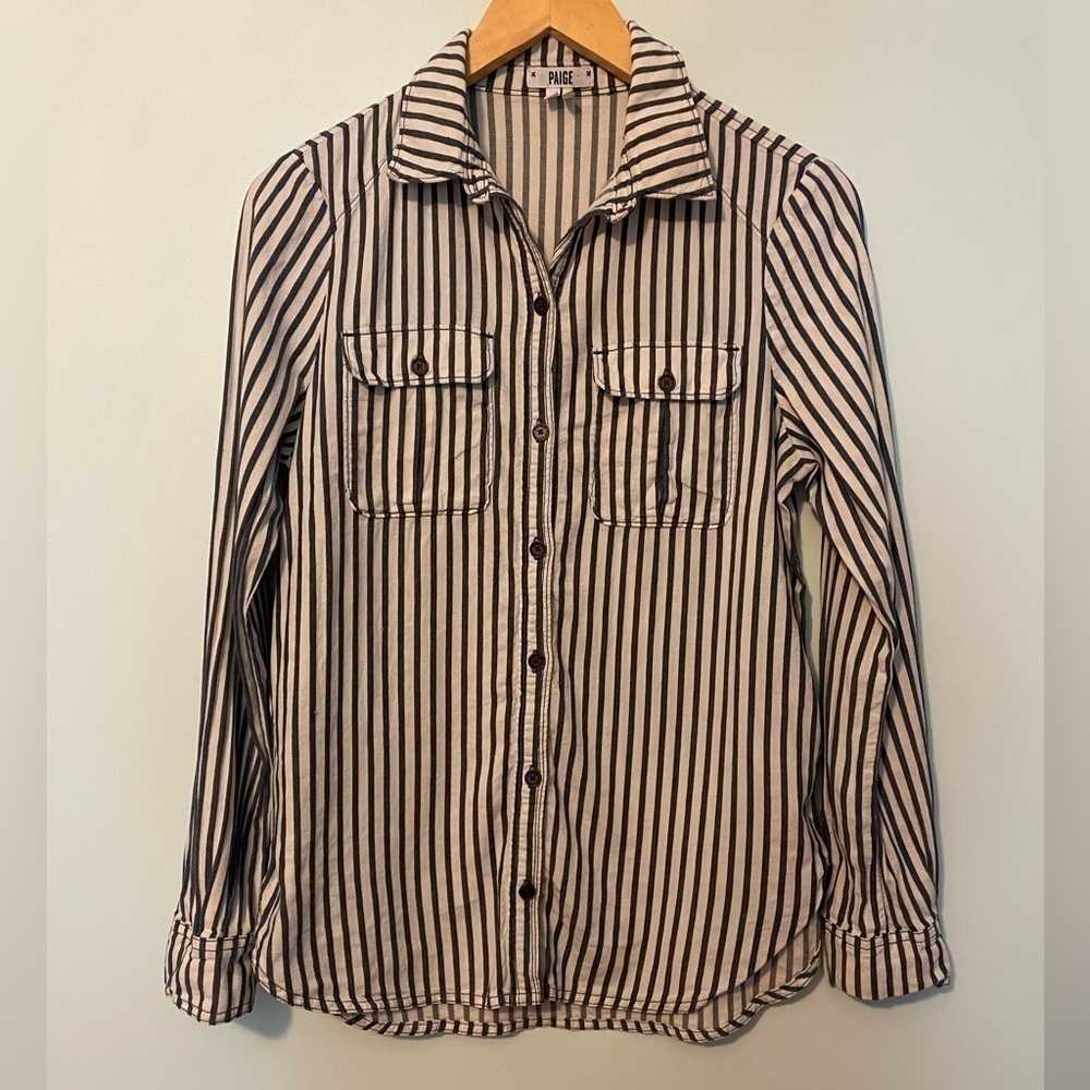 Paige Striped Button Up Shirt Size Small